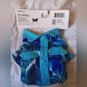XXS dog shirt, blue Hawaiian shirt for toy yorkie/toy fox terrier